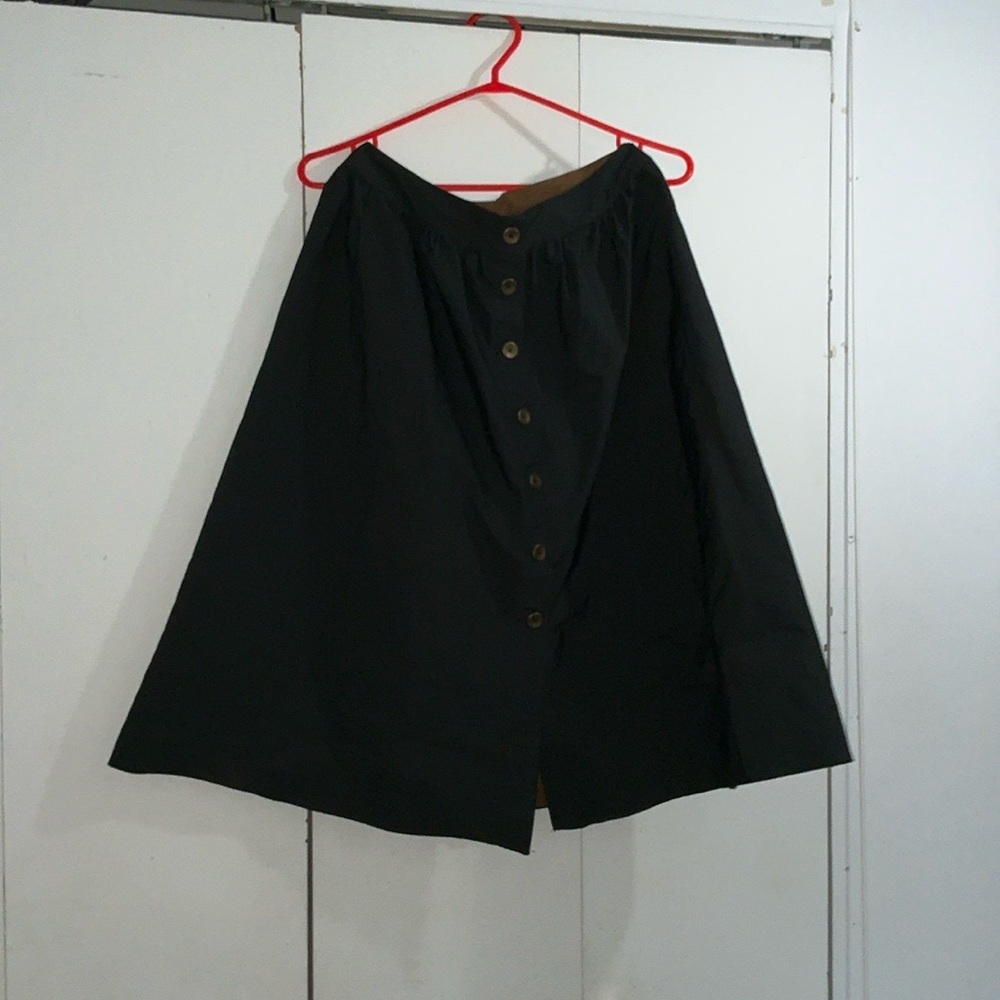 Zara Black Button-Front Midi Skirt